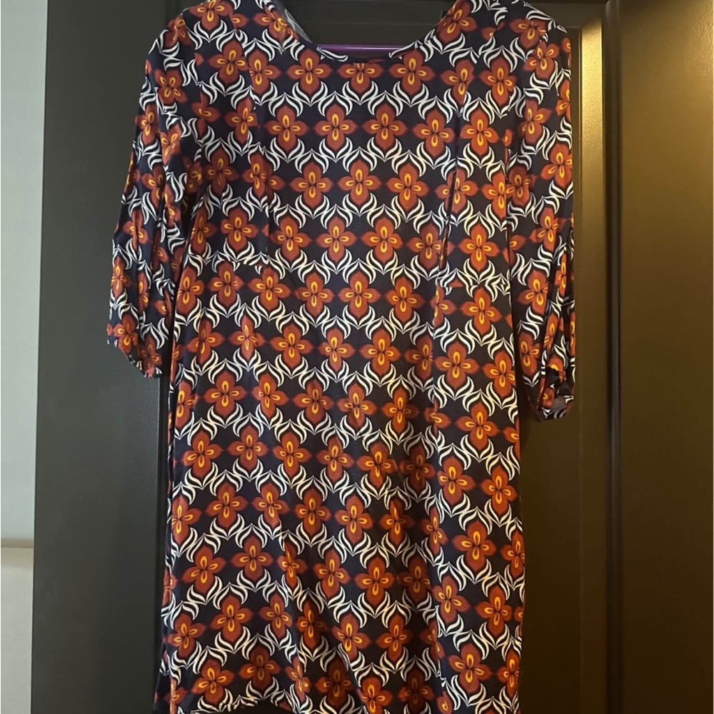 As U Wish Orange and Blue Sheath Dress with Peter Pan Collar